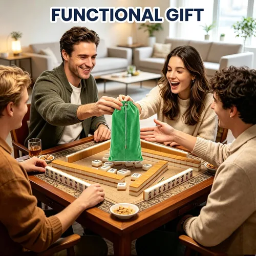 Vista 8 de Mahjong - Bolsa con 4 divisores para estantes Mahjong de 16 a 20 Verde