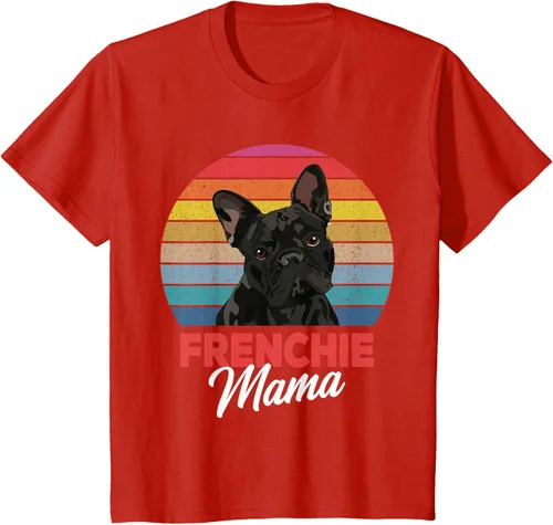 Vista 3 de Frenchie Mama - Camiseta divertida de regalo para niñas y perros Bulldog Francés, Negro, S