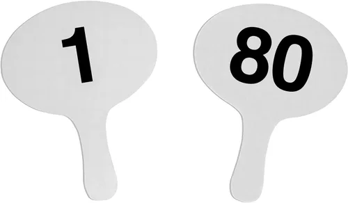 Vista 6 de 1-40, 0.079 in Cartonplast, Better Bidders Oval Shape Auction Paddle Set, 1-Piece White Plastic Fans (1-40) Q=40, (línea "BasicPRO")