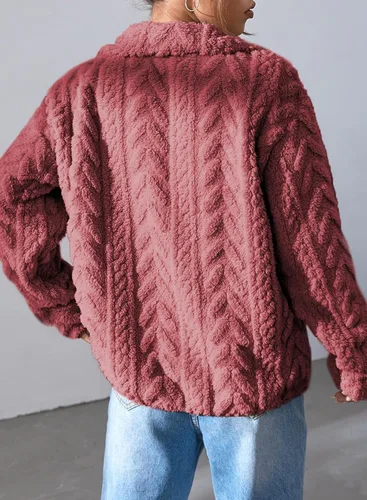 Vista 5 de Dokotoo Chaquetas ligeras de otoño para niñas, con cremallera, de manga larga, bolsillos laterales, abrigos de talla grande, holgados, color rojo