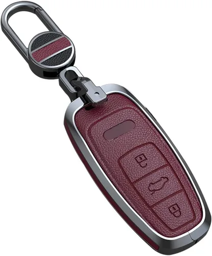 Vista 15 de ontto Funda de cuero para llavero con control remoto, protección completa para Audi A4 Q7 Q5 TT A3 A6 (negro, tipo A)