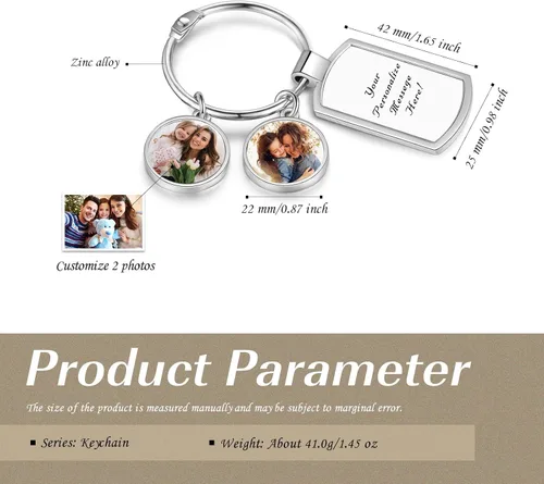 Vista 4 de Jewelstruck Llavero personalizado con regalo conmemorativo con foto personalizada, regalos para mamá, papá, parejas, mejores amigos