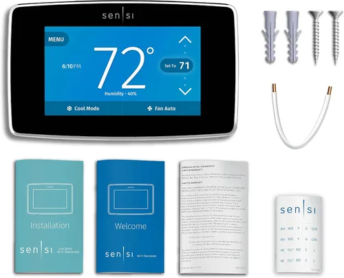 Vista 9 de Emerson Sensi Touch - Termostato inteligente Wi-Fi con pantalla táctil a color, funciona con Alexa, certificado Energy Star, requiere cable C, ST75