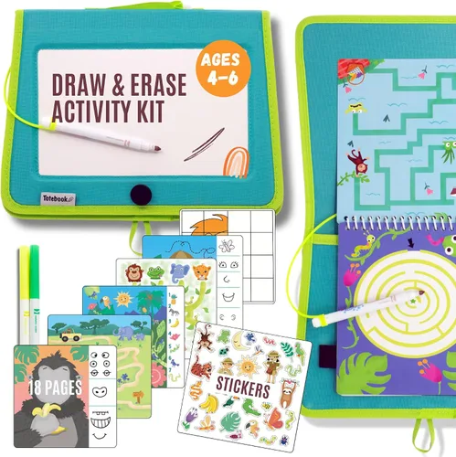 Vista 11 de Totebook Libro de Actividades Educativas de Viaje para Niños con Marcadores Lavables - Actividades de Auto y Avión, Juguetes Educativos para Niños