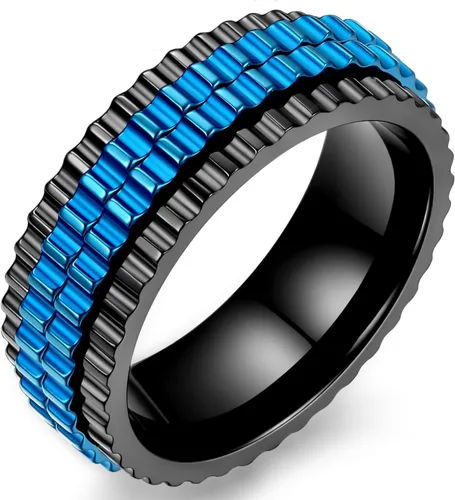 Vista 10 de Anillo giratorio giratorio de acero inoxidable 316L de 0.316 pulgadas para hombres y mujeres, cadena para aliviar la ansiedad, llave griega, runas
