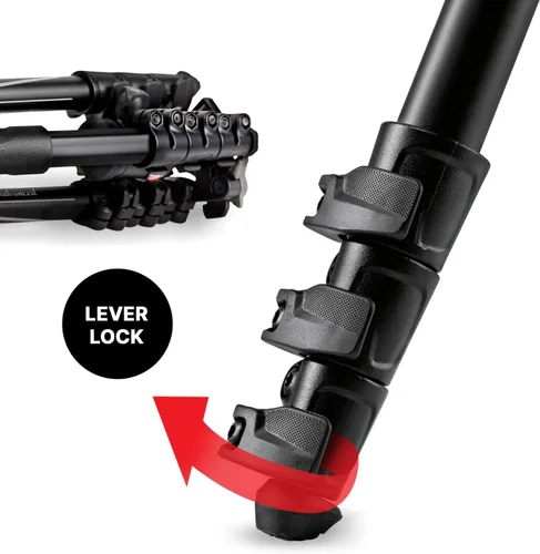 Vista 5 de Viitech Imaging Manfrotto Trípode, Befree Advanced Aluminum, kit de trípode con bloqueo de palanca de cabeza libre de 4 niveles, negro, MKBFRLA4BK-BH