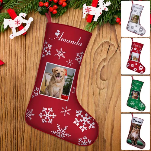 Vista 19 de Medias de Navidad de raza de perro personalizadas con texto de nombre, regalos de decoración de calcetines de Navidad personalizados para perros