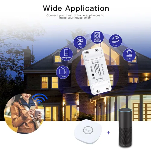 Vista 4 de 2 piezas Zigbee 3.0 DIY Smart Switch WiFi Control remoto inalámbrico LED controlador de luz compatible con Alexa y Google Home Assistant