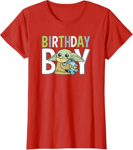 Vista 26 de Star Wars: The Mandalorian Grogu Birthday Boy Hug Blue Green T-Shirt Negro