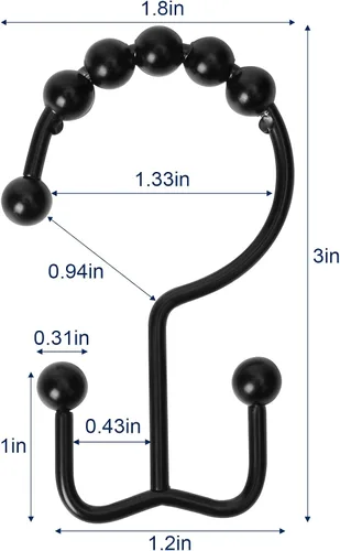 Vista 7 de Gidse Ganchos para cortina de ducha, resistentes de acero inoxidable de doble cara, anillos para cortina de baño, cortinas de ducha, juego de 12