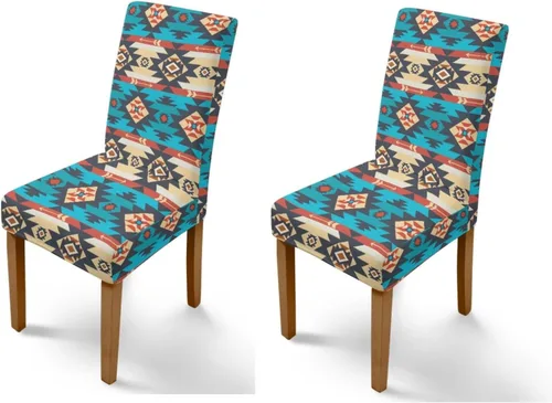 Vista 47 de Rnyleeg Juego de 1 fundas para sillas étnicas para sala de estar, sin brazos, estampado tribal azteca, elásticas, fundas protectoras para sillas
