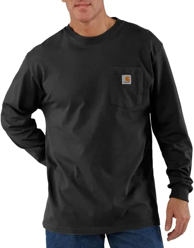 Vista 2 de Carhartt Camiseta de trabajo de manga larga con bolsillo para hombre Negro