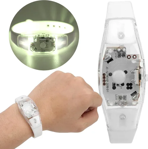 Vista 8 de plplaaoo Pulsera LED, pulsera LED de ciclismo, pulsera de silicona ajustable con luz LED, luces de correr para corredores, bandas reflectantes