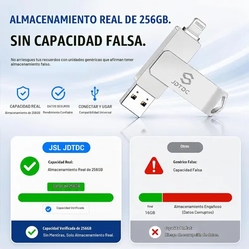 Vista 2 de True Capacity 256 GB MFi certificado iPhone Photo Stick, unidad flash 3