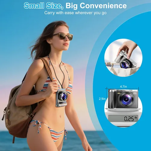 Vista 7 de Cámara digital 4K de 56 MP para fotografía, viajes y regalo Negro
