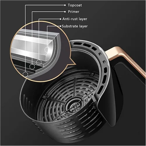 Vista 6 de Freidora de aire - 100℉ a 450℉ 3.7L Horno caliente Cocina Fácil Pantalla Táctil Precalentar Negro