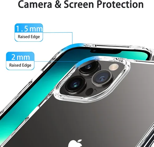 Vista 5 de JJGoo Compatible con iPhone 13 Pro Max, transparente, a prueba de golpes, delgada, antiarañazos, carcasa protectora de policarbonato duro