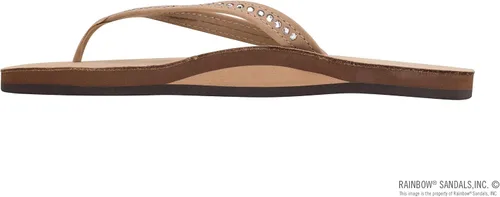 Vista 2 de Rainbow Sandals Piel de una sola capa para mujer con correa estrecha de cristal Swarovski, Negro