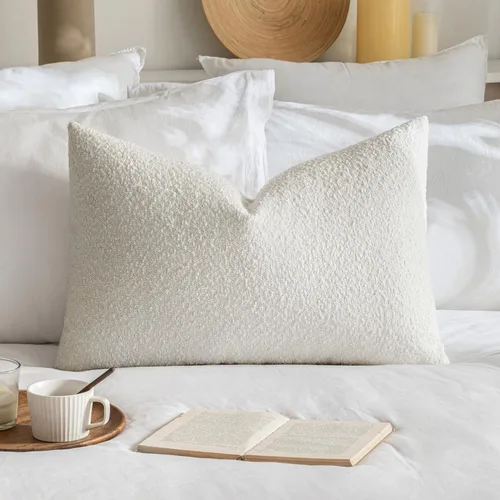 Vista 15 de MIULEE - Funda de almohada lumbar texturizada para cama, 12 x 20 pulgadas, color beige Pack of 1 Textured Neutral Couch Throw Pillow Cover, Accent