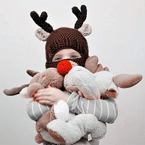 Vista 4 de Sumolux - Gorros tejidos cálidos de invierno y otoño para niños con capucha, diseño de animales, zorro