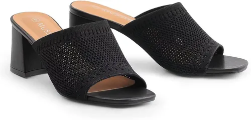 Vista 2 de MUSSHOE Sandalias bajas de tacón grueso sandalias de mujer transpirables con punta cuadrada