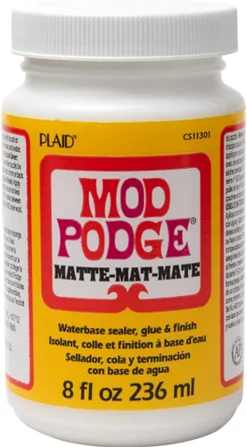 Vista 2 de Mod Podge CS11301 Sellador de base de agua, pegamento y acabado, 8 onzas, mate y juego de 3 cepillos de mango corto 10615 de 3 piezas