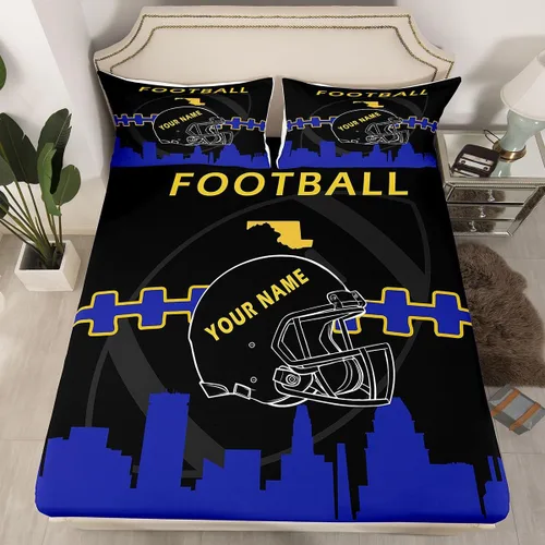 Vista 21 de Erosebridal Juego de sábanas bajeras personalizadas de fútbol americano para niños y niñas, juego de cama de jugadores de fútbol, juego de ropa
