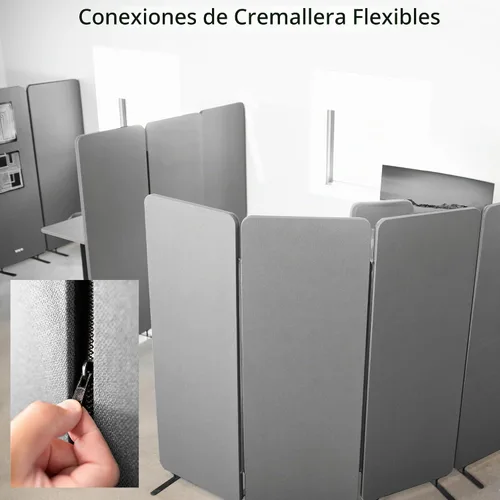 Vista 8 de VIVO Panel de privacidad independiente de 72 x 66 pulgadas, divisor de cubículo, partición acústica de pared, 3 paneles de 24 pulgadas, gris