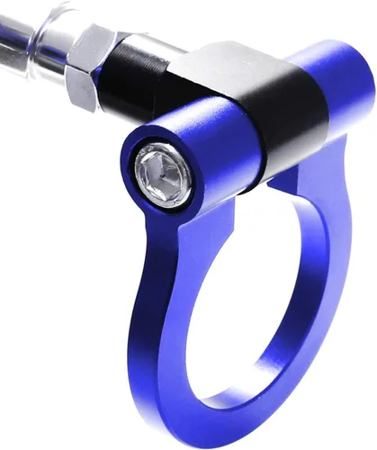 Vista 6 de iJDMTOY Anillo de gancho de remolque de estilo de carreras azul compatible con BMW 1 3 5 Series X5 X6 (E36 E39 E46 E90 E92, etc.), compatible