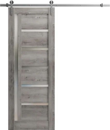 Vista 17 de SARTODOORS Puerta corredera de granero de 18 x 80 pulgadas Quadro 4088 Blanco / Negro Puerta de granero individual Herrajes MDF incluidos
