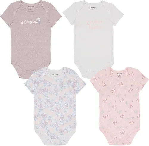 Vista 3 de Calvin Klein baby-boys 4 Pieces Pack Bodysuit Blanco brillante/Rosa bebé/Rubor