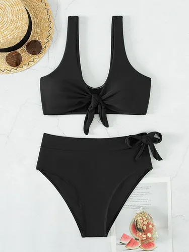 Vista 5 de GORGLITTER Traje de baño de 2 piezas para mujer, conjunto de bikini de cintura alta