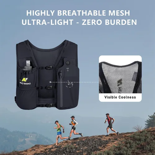 Vista 4 de Chaleco para correr con Botella Blanda de 350 ML de TPU, Chaleco Pequeño de Agua para Correr - Correas de Pecho Ajustables, Chaleco Ligero