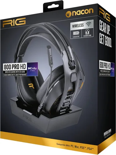 Vista 9 de RIG Auriculares inalámbricos 800 PRO HD y estación base multifunción, compatible con PC, Mac, PS5, PS4, con sonido envolvente Dolby Atmos 3D