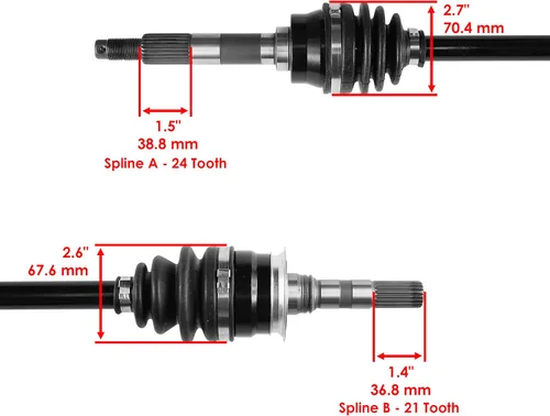 Vista 3 de Caltric Eje de junta Cv completo delantero derecho compatible con Kawasaki Mule 4010 Kaf950F Kaf950G 4X4 Diesel 2009 2010 2011 2012 2013