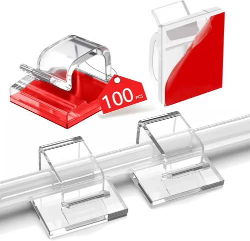 Vista 11 de Abnii 100 clips adhesivos para cables, organizador de cables de cable, negro, pequeño