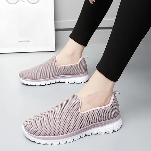 Vista 2 de JWSVBF Zapatos deportivos de plataforma para mujer, cuñas, malla transpirable, sin cordones, a la moda, de otoño, cómodos, para caminar, zapatos