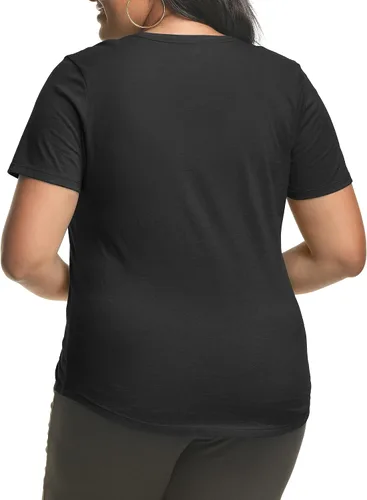 Vista 2 de Just My Size camiseta cuello en V de manga corta tamaño grande para mujer