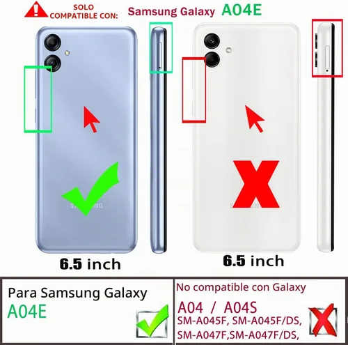 Vista 2 de Funda para Samsung Galaxy A04E con [2 unidades] Protector de pantalla de vidrio templado, para Galaxy A04e Heavy Duty Armor [Grado Militar]