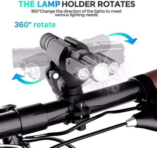 Vista 9 de L2LED Luces delanteras de bicicleta superbrillantes Linterna impermeable con cable USB y batería y clip y luz trasera (negro)