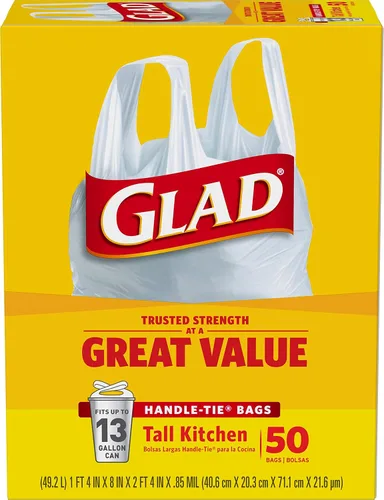 Vista 9 de Glad Bolsas de basura altas de cocina de 13 galones, bolsas de basura sin perfume, lazo de asa, 50