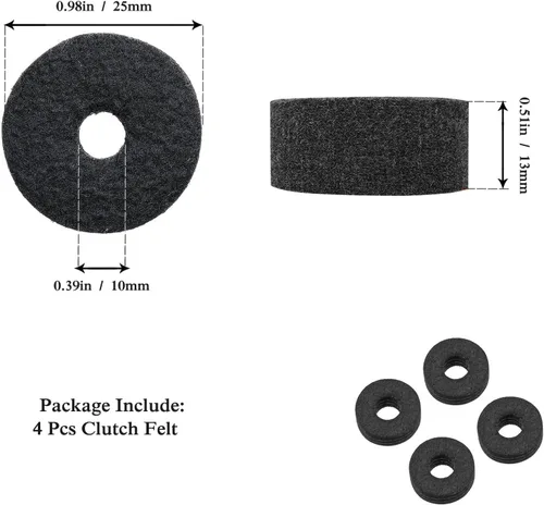 Vista 6 de Juego de accesorios de platillos de 21 piezas, fundas de soporte, fieltros, arandelas y tuercas de ala para batería (negro)
