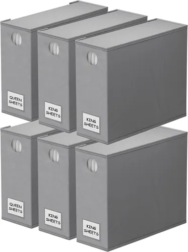 Vista 21 de SpaceAid Paquete de 2 Organizadores y Almacenamiento de Sábanas, Organizador de Sábanas Plegable para Armario de Ropa Blanca, Carpeta Guardadora