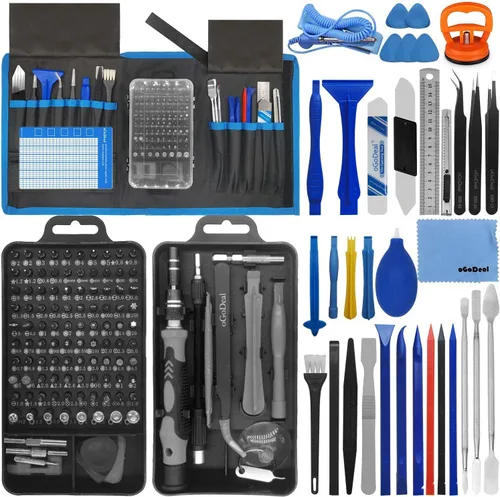 Vista 9 de oGoDeal Juego de destornilladores de precisión 155 en 1, kit profesional de herramientas de reparación electrónica para computadora, gafas, iPhone