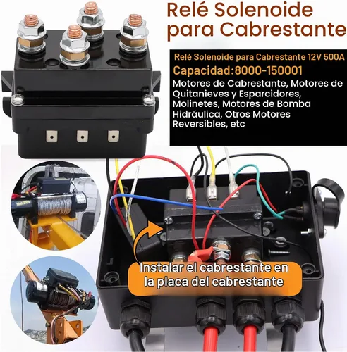 Vista 4 de Relé de contactor solenoide de cabrestante de 12V 500A para cabrestantes ATV UTV de 8000lbs-17000lbs