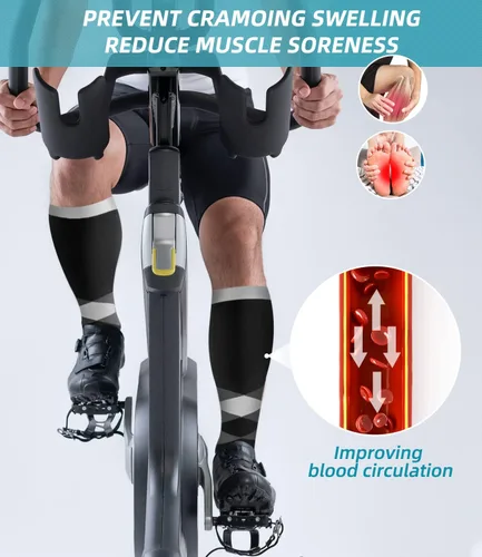 Vista 5 de FuelMeFoot Calcetines de compresión para mujeres y hombres, para circulación, con soporte graduado, hasta la rodilla, para enfermeras, viajes
