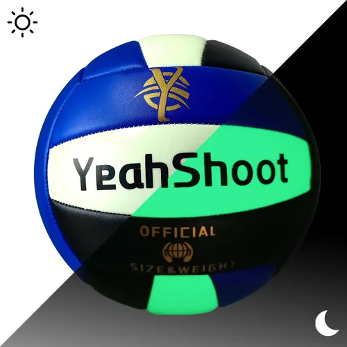 Vista 2 de Balón de voleibol que brilla en la oscuridad, tamaño 5 con bomba de inflador, voleibol de cuero brillante para adolescentes, hombres y mujeres