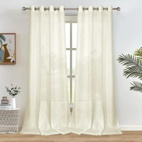 Vista 40 de Melodieux Cortinas Semitransparentes Negras de 63 Pulgadas de Largo para Ventanas Pequeñas de Sala de Estar y Dormitorio con Aspecto de Lino Rústico
