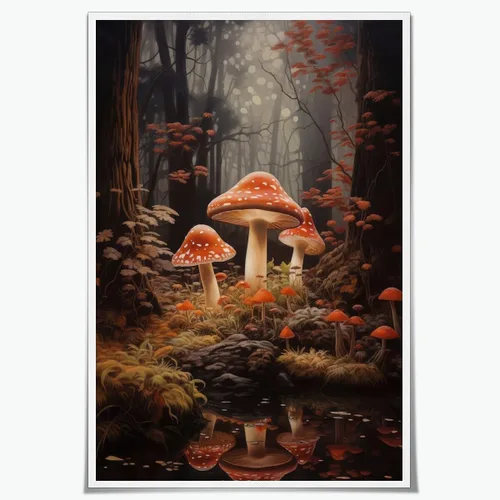 Vista 40 de WLZWD Arte de pared vintage de luna llena, impresión artística mística de bosque de medianoche, arte de academia oscura, póster estético, pintura