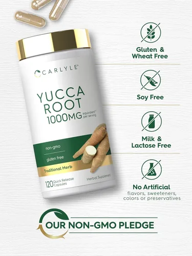 Vista 5 de Carlyle Extracto de raíz de yuca 120 cápsulas Suplemento herbario Sin OMG y sin gluten